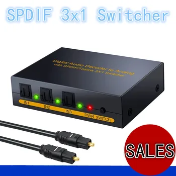 SPDIF-Schakelaar 3x1 Audio Optische Toslink-Switcher Splitter Adapter Converter 3 in 1 out L/R RCA Audio-aansluiting van 3,5 mm voor Versterkers