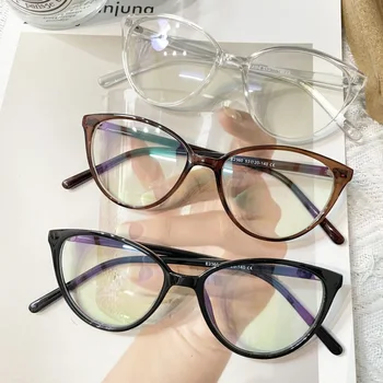 Trendy Leesbril Vrouwen Anti Blauw Licht Cat Eye-Frame Bril Computer Decoratieve Brillen Gewone Bril Gezicht Decor