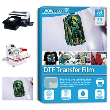 WOWOCUT DTF PET-Folie A4 30 PC ' s Direct Naar de Film voor T-Shirt voor R1390 L1800 DX5 L805 Printkop DTF Sublimatie Papier met Inkt op Papier