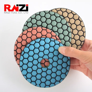 Raizi 1 Pc 4/5/7 Inch Graniet Polijsten Schuren Disc 7 Lv Stap Voor Beton, Graniet, Marmer Droge Diamond Polishing Pads Tool