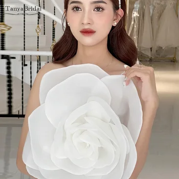 Grote Mode Bruiloft Bloemen Organza Satijn Lagen Blad Afneembare Accessoires Chique 40cm Breed DG220