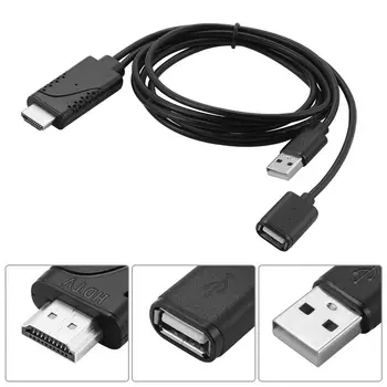 2 in 1 USB Female naar HDMI-compatibele Man HDTV Adapter Kabel 1080P HD-TV Projector Geeft Converter voor de iPhone, Samsung Galaxy