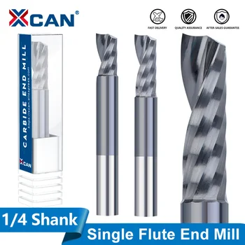 XCAN Frees 1/4 inch Schacht CNC Router Beetje Knip-Één Fluit Carbide Spiraal vingerfrees Gravure Frees voor Hout, MDF, PVC