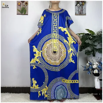 Islamitische kleding Casual Jurken 2023 Nieuwe Afrikaanse Dashiki Bloemen Afdrukken Katoen Dame Zomer Maxi Casual Jurken