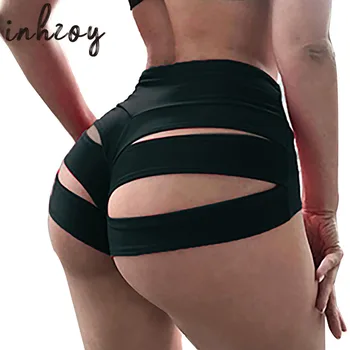 Vrouwen Sexy Strappy Hol Hoge Taille Workout Fitness Shorts Fashion Rekbare Bottoms Broek Party 'Clubtenue'
