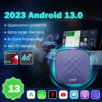 CarlinKit Android 13 Ultra CarPlay Ai Vak Android Automatische Draadloze CarPlay Netflix IPTV Google Store QCM6125 8G+128 GB GPS-Plug&Play