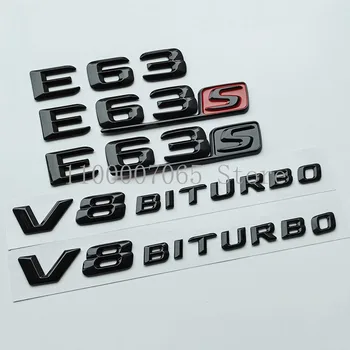 2015 Glossy Zwarte Letters E63 E63S V8 Biturbo Top ABS Embleem voor Mercedes-Benz AMG Auto Fender Stam Typeplaatje W212 W213 Sticker