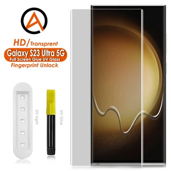 Akcoo Galaxy S23 Ultra Screen Protector UV Volledige Scherm Lijm Gehard Glas Folie voor de Samsung Galaxy S23 Ultra 5G