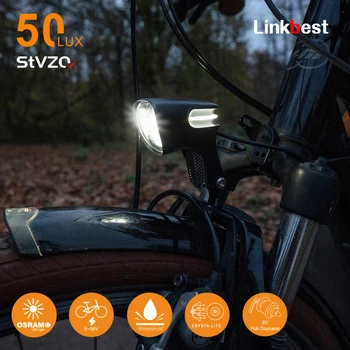 Linkbest 50 Lux Elektrische Fiets Licht C7 Front-Bike Light Koplamp Waterdicht Voor Naafdynamo Berg Fietsen Fiets Accessoires