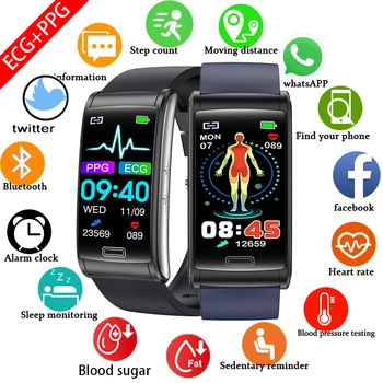 2023 Nieuw Bloed Glucose Monitor Gezondheid Smart band Mannen ECG+PPG bloeddruk Meting IP68 Waterdichte Sport slimme horloge Vrouwen