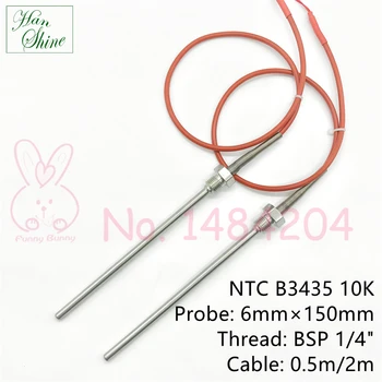 NTC B3435 10K Temperatuur Thermistor Sensor SUS304 Sonde 6mm*150mm Draad 500mm / 2m 0~200°C Schroefdraad G1/4