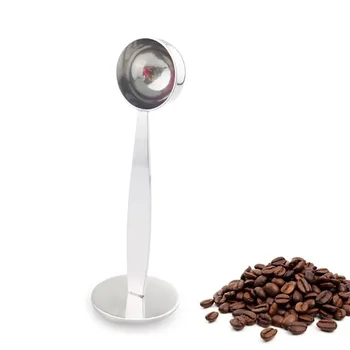 2-In-1 Koffie Lepel van Roestvrij Staal Druk op maatschepje Poeder voor Tweeërlei gebruik Bean Schep Koffie Machine-Accessoires Keuken Gereedschap