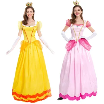 Super Broers Peach Princess Cosplay Kostuum Dress Outfits Uniforme Halloween Birthday Party Carnaval Pak voor Vrouwen Meisjes