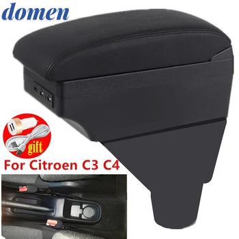 Voor Citroen C3 C4 bergvak tussen de voorstoelen middenconsole centrale opslag van inhoud doos beker houder accessoires onderdelen USB Opladen