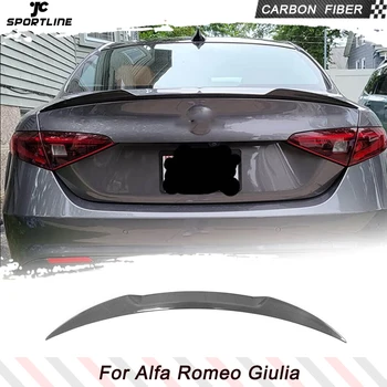 Carbon Fiber / FRP Auto achterspoiler Vleugel Romp Lip Voor Alfa Romeo Giulia Spoiler Sedan 2015 - 2021 Achter Kofferbak Spoiler Boot Vleugel