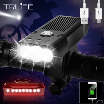 TRLIFE 5200mAh Fiets Licht 3*L2/T6 USB Oplaadbare koplamp IPX5 Waterdicht LED Koplamp als Power Bank MTB Fiets Accessoires