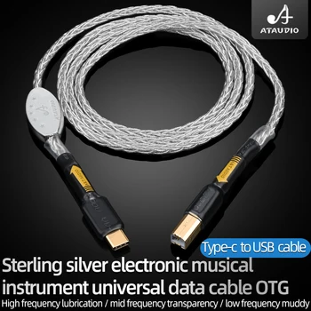 ATAUDIO Hifi audio USB-kabel Type C Type B-Kabel van Hoge Kwaliteit Kabel Vergulde Plug-USB-Stereo-Audio-OTG-Kabel