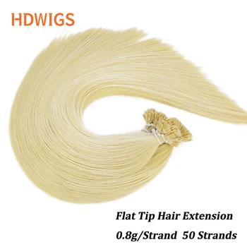 Flatscreen Tip Hair extensions Menselijke Haren Rechte 100% Human Hair 0,8 g/pc 50pcs Capsule Keratine Menselijke Fusion haarverlenging Hoogtepunt