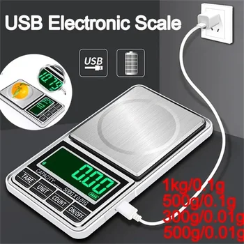 Hoge Precisie GELEIDE Draagbare Mini Pocket Sieraden Schaal USB-Oplaadbare Digitale Elektronische Weegschaal weegschaal Gram Schalen