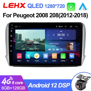 LEHX Pro Android 12 2din Stereo autoraido Voor Peugeot 2008 208 Serie 2012-2018 Auto Multimedia Navigatie GPS Carplay Radio DVD