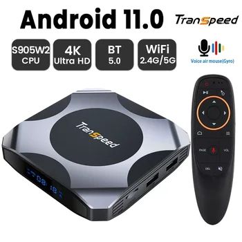 Transpeed AV1 Android 11 Amlogic S905W2 TV Box 2.4 G&5,8 G Wifi BT5.0 32G 64G Media Player 4K 3D-fast Set-top box