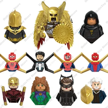 Disney 2022 Zwart Adam Hawkman Spider-Man Mini Actie Figuren Bakstenen, Bouwstenen Klassieke Film Doll Model Kinderen Speelgoed Cadeau Jongen