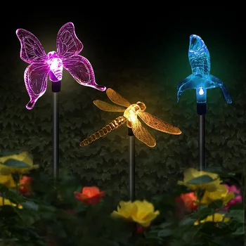 Openlucht Zonne Aangedreven Tuin Decoratieve Lamp-Kleur Veranderende LED Landschap Licht Waterdichte Vogel Vlinder Dragonfly Gazon Licht