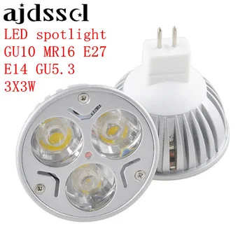 LED-spot MR16 AC&DC12V High Power Lampada E14 E27 GU10 GU5.3 is110v/220v lampen Dimbare 3X3W Led Lamp Dimbaar
