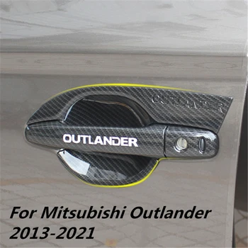 Auto Verwerken Deur Kom Cover Carbon fiber ABS Handvat Sticker Externe Modificatie Voor Mitsubishi Outlander 2013-2021 Accessoires