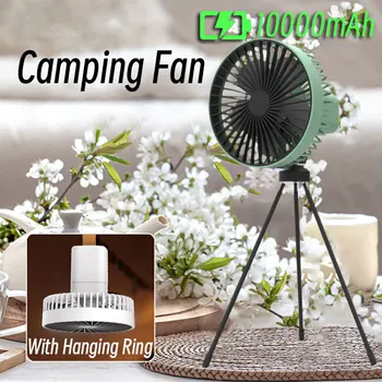 Draagbare Ventilator Camping Fan 10000mAh Oplaadbare Mini Ventilator USB-Outdoor Camping Ventilator aan het Plafond Driepoot Desktop Ventilator