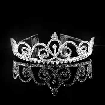 Dames tiara ' s en Kronen Hoofdband Kinderen Meisjes Bruids Crystal Crown Bruiloft Accessiories Haar Sieraden Sieraden Zendspoel