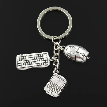 Fashion 30mm sleutelhanger Sleutelhanger Sieraden Zilveren Kleur Laptop Toetsenbord van de Computer Muis Hanger