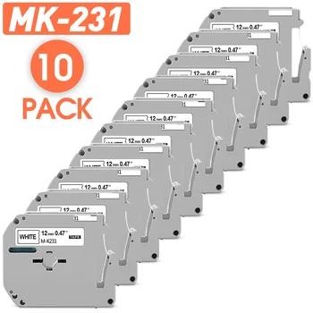 10 stuks MK-231 Tape geschikt voor Brother MK 231 MK131 MK-631 12mm printerlint voor Brother P-touch PT-70 PT-80 Etiketteerder