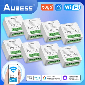AUBESS 16A WiFi Smart Switch 2-way Control Mini Break, Tuya Smart Life App beheren, Ondersteunen Alexa Google Startpagina Assistent Alice