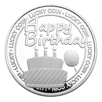 Creatieve Cadeau-Collectible silver Plated Souvenirs Munt Happy Birthday Collectie Herdenkingsmunt Gelukkige Verjaardag Gelukkige Munt