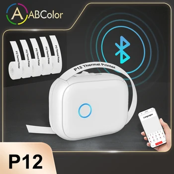 P12 zelfklevende Thermal Label Printer Draagbare Draadloze Bluetooth-Label Maker Pocket Label Machine met Doorlopende Label Tape