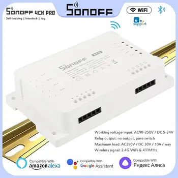 SONOFF 4 R3/ 4 KANAALS PRO R3 Wifi-Schakelaar Module 4 Bende Wi-Fi DIY Smart Switch APP Remote Voice Control Smart Home Werkt samen Met Alexa
