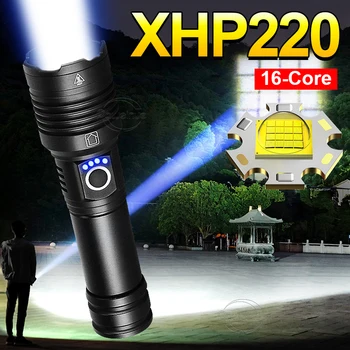 Krachtige LED Zaklamp 5200mAH USB-Oplaadbare Draagbare Zaklamp Zoom XHP220LED Tactische Flash Lamp Long Shot 1500m