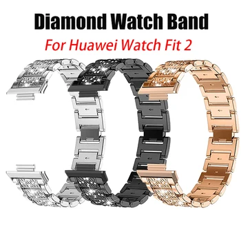 Diamond link Armbanden Voor Huawei Kijken Fit 2 Smart Watch Accessoires Metalen Roestvrij Stalen Band Voor Huawei Kijken Fit Armband