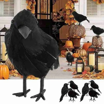 Simulatie Zwarte Kraai Dierlijke Model Kunstmatige Kraai Zwarte Vogel Raven Prop Enge Decoratie Voor Party Benodigdheden 18*10 CM