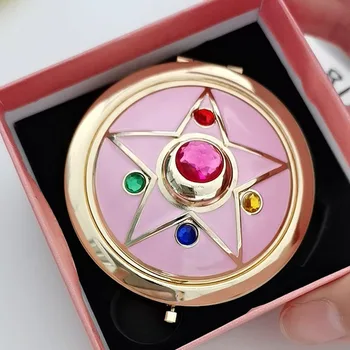 Sailor moon R Maanlicht Geheugen Serie Crystal Star Geval cosmetische make-up Compacte Travel Inklapbare SPIEGEL