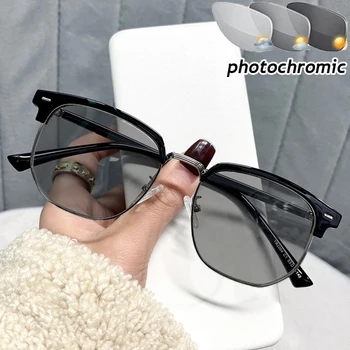 Ultralight Met Een Half-Frame Photochromic Minus Glazen Luxe Dames Bijziendheid Brillen Klaar Optische Bril Dioptrie