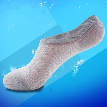 2019 Nieuwe heren sokken van Bamboe vezel Zomer Dunne onzichtbare Sokken Pure kleur Ondiep mond Silicone anti-slip Sokken Mannelijke Ademend