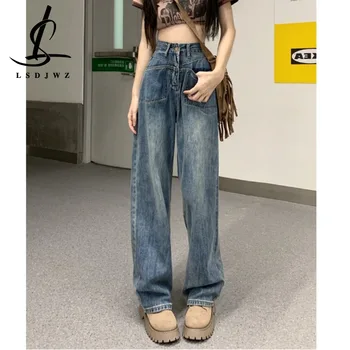 Vintage Jeans 2022 Vrouwelijke Kleding Streetwear Y2k-koreaanse Fashion Vrouwen Broek Denim Straight Leg Jeans Vrouw met Hoge Taille