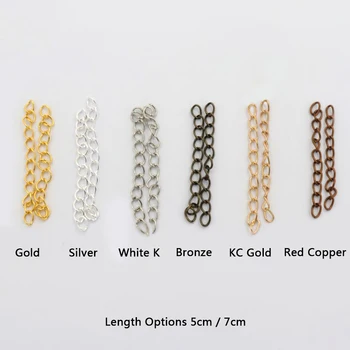 5/7cm KC Kleur: Goud Zilver Kleur Diy Metalen Uiteinde Staart Uitbreiding Keten Voor het Maken van Sieraden Ketting Armband Handgemaakte Accessoires