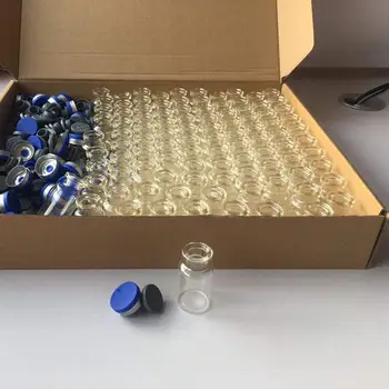 100pcs 10 ml Flacons Glas Helder Onder Stahoogte Flesje met Kunststof-Aluminium Flip-Off Caps en Rubberen Stoppers,（Transparante）