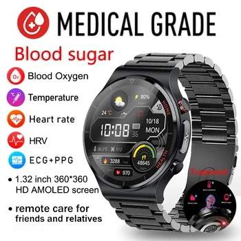 Een gezonde bloedsuikerspiegel Smart Watch Mannen ECG+PPG Nauwkeurig de lichaamstemperatuur hartslagmeter Smartwatch HRV bloeddruk Kijken 2023