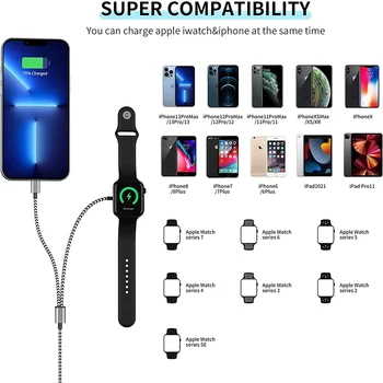 2-In-1 Draadloze Oplader Voor apple horloge USB-Magnetische oplaadkabel voor Apple-Horloge-Serie 8 7 6 5 1 2 3 4 voor iphone-lader