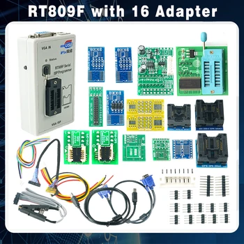 Originele RT809F Seriële ISP Programmer +16 adapters +1.8 v adapter+SOP8 test clip+EDID-kabel +ICSP bios universele programmer