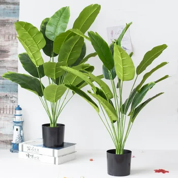 1pc Groene 18Heads 82cm Simulatie Groen Blad Pot Kunstmatige Planten Bruiloft Decoratie Bloem Laat Thuis Vloer Potgrond
